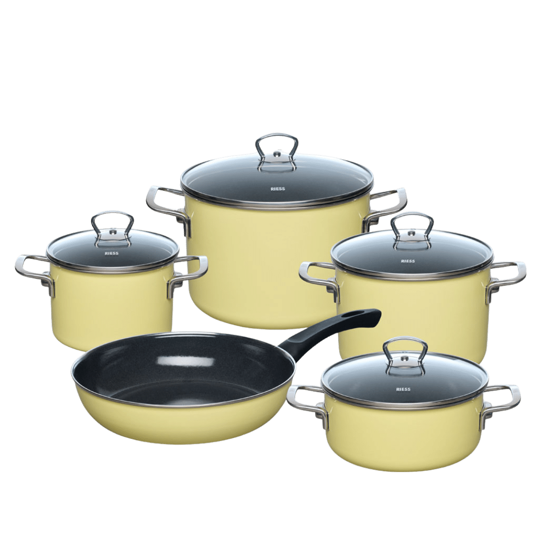 NOUVELLE PUR enamel cookware set 5 pcs | taiga.green