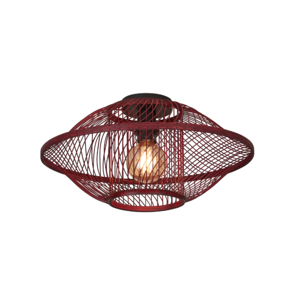 Ein Bild aus dem Taiga Store von taiga.green. Die Deckenlampe Maui Bambus/Schirm S ist eine runde Deckenleuchte mit einem offenen, geometrischen Drahtgestell und einer freiliegenden zentralen Glühbirne. Jetzt bestellen im Eco Shop von www.taiga.green. Hier nachhaltig einkaufen mit dem Taiga Eco Rating