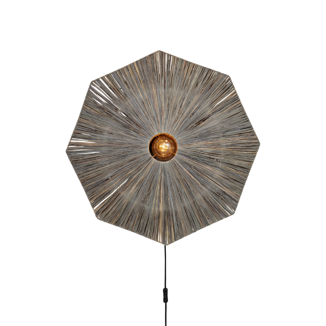 16-17174_GOOD&MOJO_Wandlampe raffia Panama octogon L_Grau_1 16-17174_GOOD&MOJO_Wandlampe raffia Panama octogon L_Grau_1